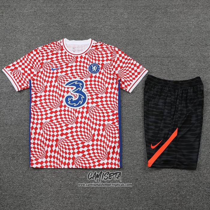 Chandal del Chelsea 2022-2023 Manga Corta Rojo y Blanco - Pantalon Corto